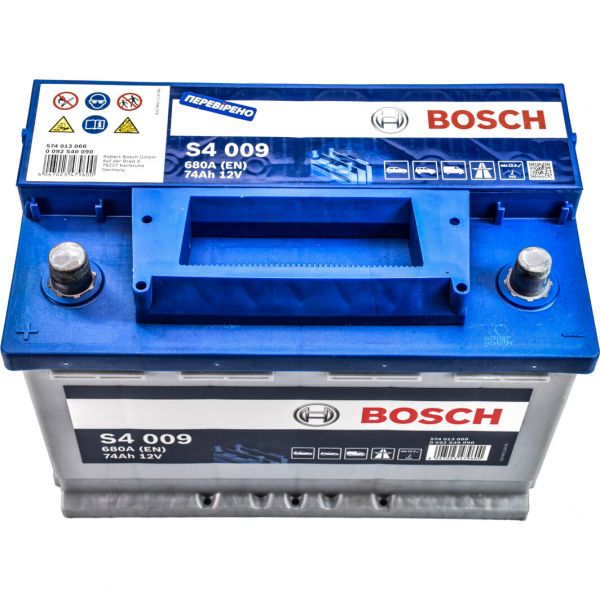 Акумулятор 74Ah-12v BOSCH (S4009) (278x175x190),L,EN680
