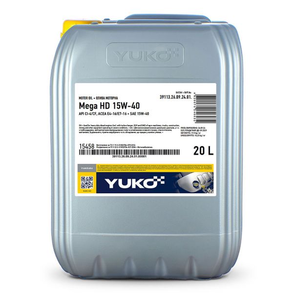 Олива моторна Mega HD 15W-40 Yuko -20 л каністра