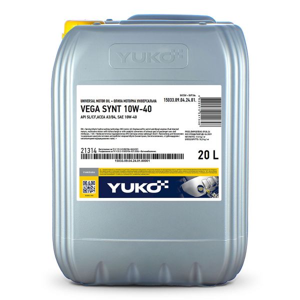 Олива моторна Vega Synt 10W-40 Yuko - 20 л каністра