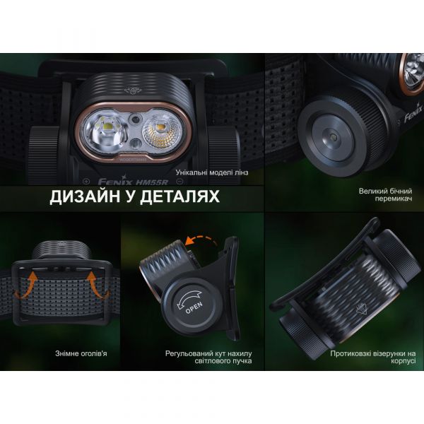 Ліхтар налобний Fenix HM55R, фіолетовий
