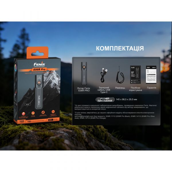 Ліхтар наключний Fenix E06R PRO, помаранчевий