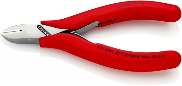 Кусачки бічні (бокорізи) для электроніки, O1,6мм, 115мм KNIPEX 77 01 115, хромовані