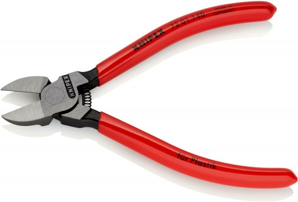 Кусачки бокові (бокорізи) для пластмаси, 140мм KNIPEX 72 01 140, фосфатовані