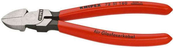 Кусачки бокові (бокорізи) для світловодів (оптоволокно), 160мм KNIPEX 72 51 160, фосфатовані