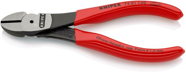 Кусачки бокові (бокорізи) особливої потужності O3,1мм, 140мм KNIPEX 74 01 140, фосфатовані