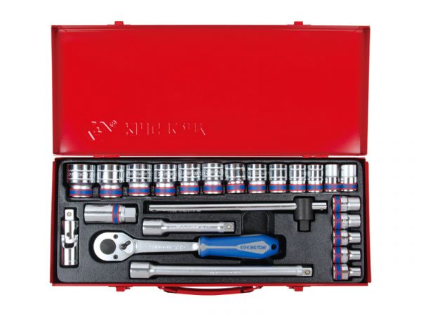 Набір головок 1/2" з принаддлям 24 одиниць в металевому кейсі
