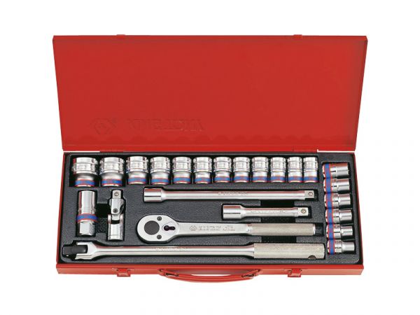 Набір головок 1/2" з принаддлям 24 одиниць в металевому кейсі