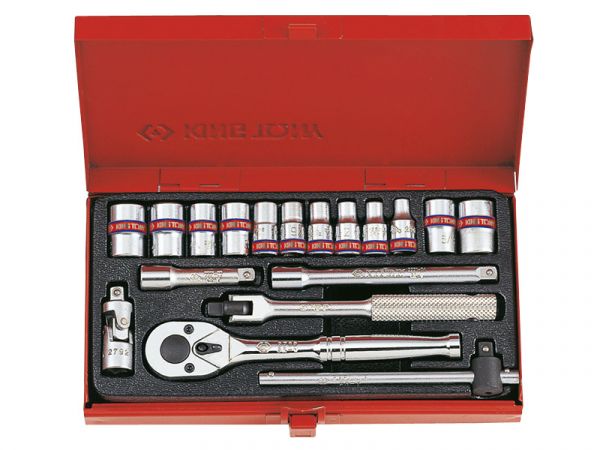 Набір головок з приладдям 1/4" 18 одиниць12-гранні дюймові в металевому кейсі