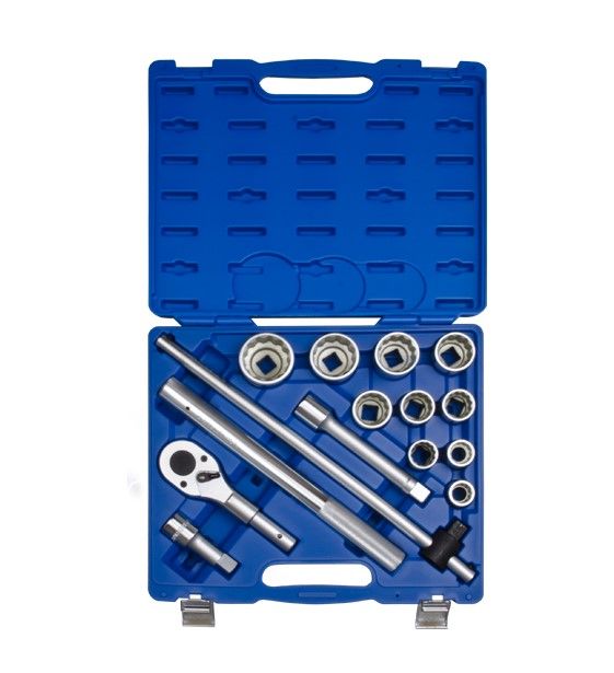 Набір головок 3/4", 12-гранні з принаддям, 14 одиниць 22-50 мм в пластиковому кейсі