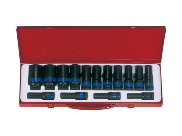 Набір головок 1/2" ударних 15 одиниць 10-32 мм в металевому кейсі