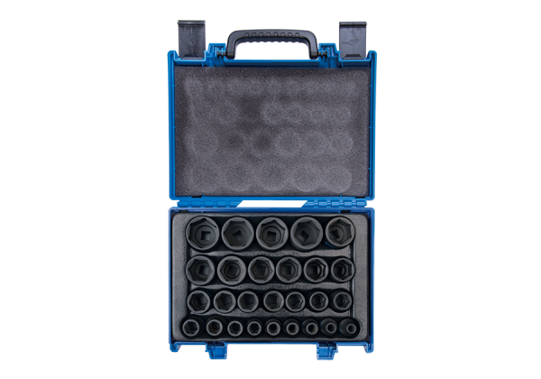 Набір головок ударних 1/2" 27 од. 6-ти гранні, 08-36 мм в пластиковому кейсі