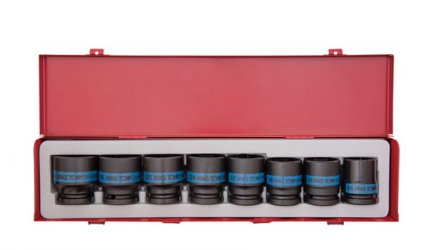 Набір головок ударних 3/4" 21-41 мм 8 одиниць в металевому кейсі Набір головок ударних 3/4" 21-41 мм 8 одиниць в металевому кейсі