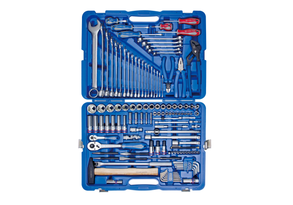 Набір інструментів 128 одиниць 1/4"+1/2" в пластиковому кейсі KING TONY