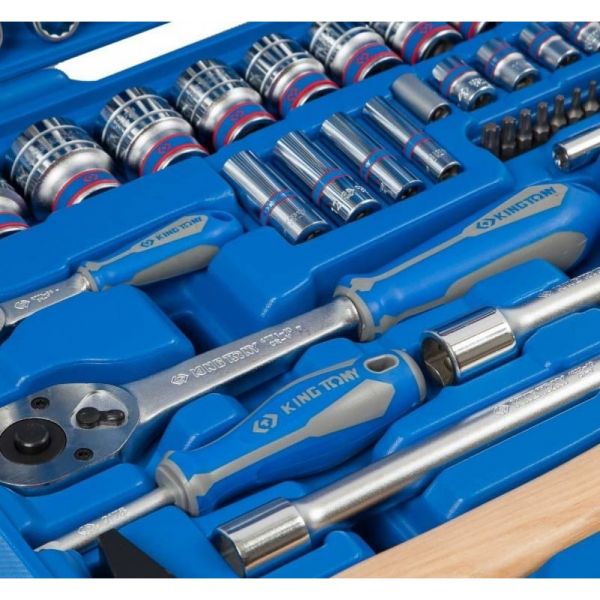 Набір інструментів 77 одиниць 1/4"+1/2" в пластиковому кейсі