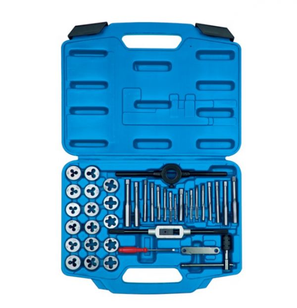 Набір мітчиків та плашок дюймових 39 одиниць з принаддям в пластиковому кейсі