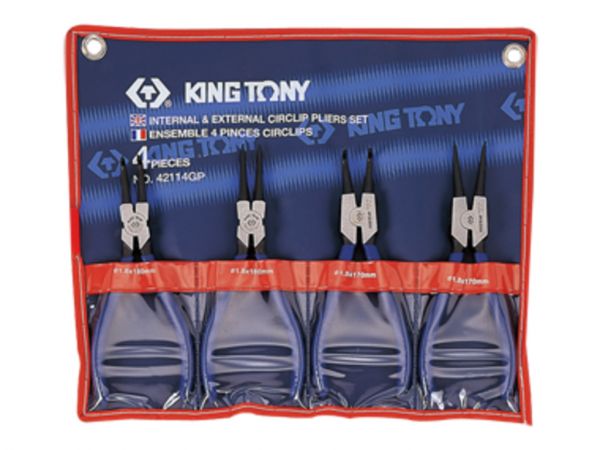 Знімач стопорних кілець 180 мм Набір 4 одиниць (уп.1) в чохолі із терилену KING TONY