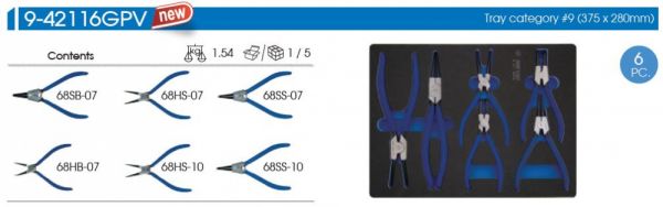 Набір знімачів стопорних кілець, ложемент EVO, 6 одиниць