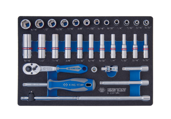 Набір торцевих головок з приладдям 1/4", шестигранні, 5/32"-9/16", 31 предмет в ложементі