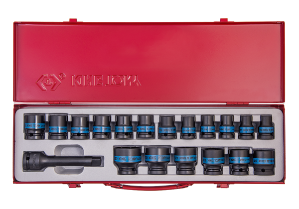 Набір ударних торцевих головок 19 одиниць в металевому кейсі