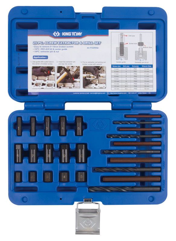 Набір екстракторів зламаних шпильок 25 одиниць в пластиковому кейсі (уп. 25)