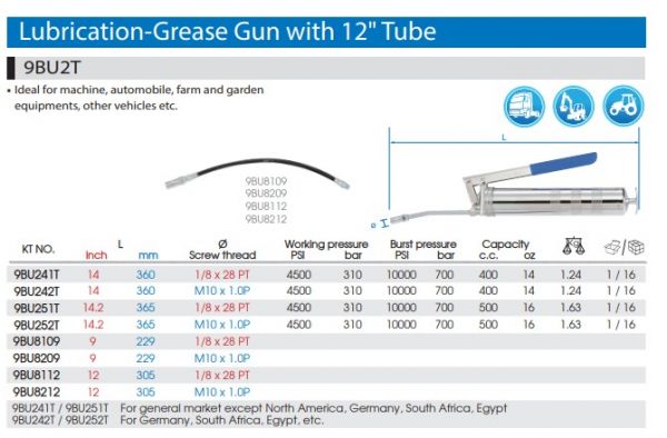 Шприц для консистентних мастил (солідолонагнітач) 400мл KING TONY Шприц для консистентних мастил (солідолонагнітач) 400мл KING TONY