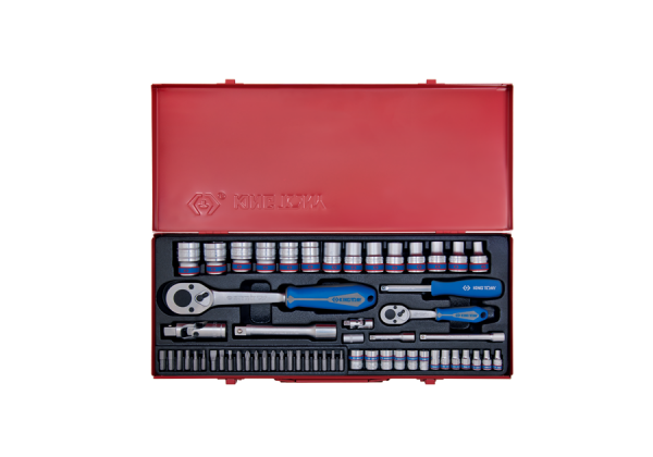 Набір інструментів 58 одиниць 1/4"+1/2" в металевому кейсі