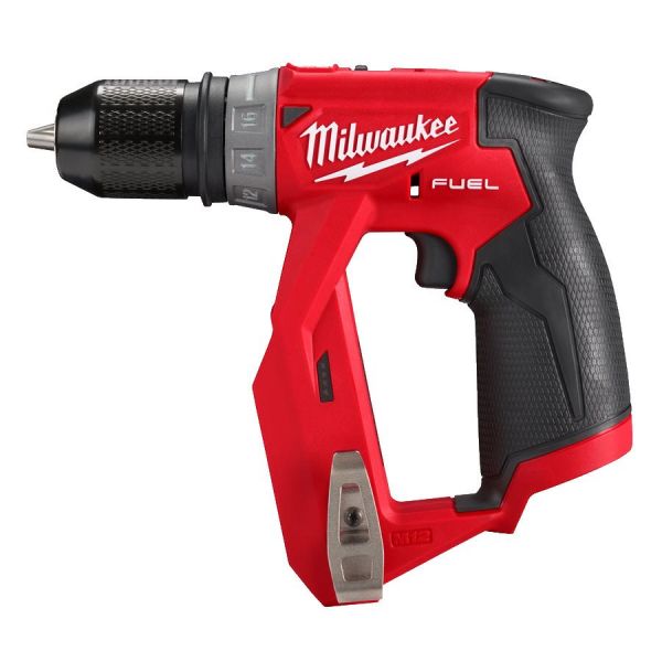 Дриль-шуруповерт акумуляторний безщітковий MILWAUKEE, M12 FDDX-0, 34Нм (каркас без насадок, кліпса для ременя)