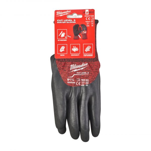 Рукавиці зимові MILWAUKEE, з опором порізам 3 рівня, розмір 9/L