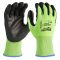 Рукавиці робочі сигнальні Hi-Vis MILWAUKEE, з опором порізам 2/B рівня, розмір 7/S