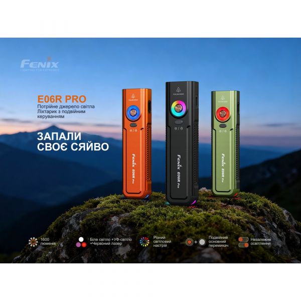 Ліхтар наключний Fenix E06R PRO, чорний