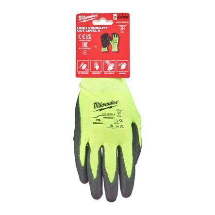 Рукавиці Hi-Vis сигнальні MILWAUKEE, з опором порізам 3/C рівня, розмір 11/XXL, (12 пар)