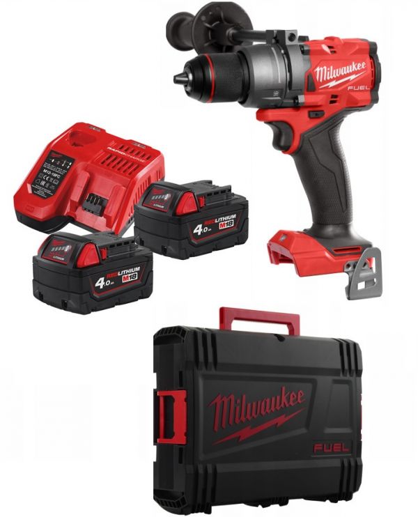 Дриль-шуруповерт з ударом акумуляторний безщітковий MILWAUKEE, M18 FPD3-402С, 158Нм (зарядний пристрій М12-18 С, 2 акумулятори М