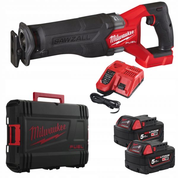 Пила шабельна акумуляторна MILWAUKEE, M18 FHZ-502X (+зар.пр., 2 акум.Х 5Аг, HDкейс)