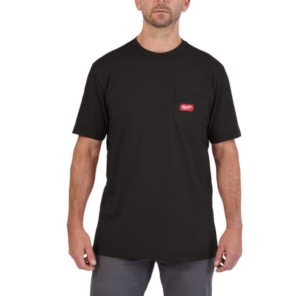 Футболка MILWAUKEE WTSSBL-M, з карманом та коротким рукавом, чорна, (розмір M)