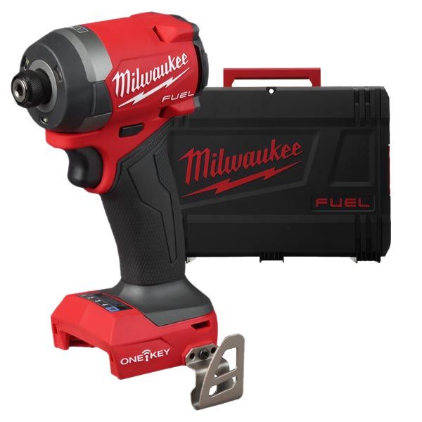 Шуруповерт ударний акумуляторний безщітковий 1/4" HEX MILWAUKEE, M18 ONEID3-0X, 226Нм (каркас, кліпса для ременя, тримач для біт