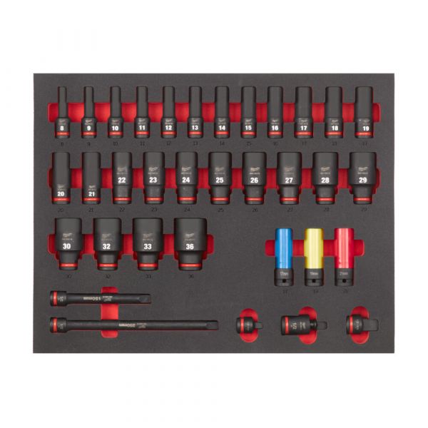 Ложемент з головками подовженими ShW 1/2'' SKT MILWAUKEE, (34шт) (45х536х417мм) для візків