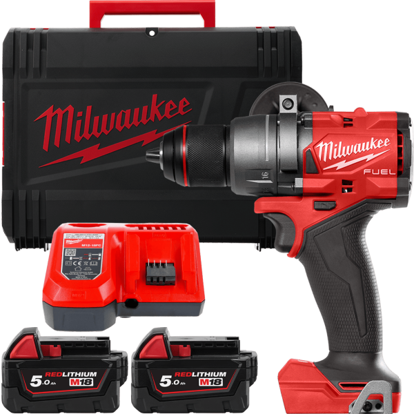 Акумуляторний дриль-шуруповерт, крут. мом. 158 Нм, M18 FDD3-502X MILWAUKEE 4933479863 (+2 акумулятори, зарядний пристрій, HD кей Акумуляторний дриль-шуруповерт, крут. мом. 158 Нм, M18 FDD3-502X MILWAUKEE 4933479863 (+2 акумулятори, зарядний пристрій, HD кей