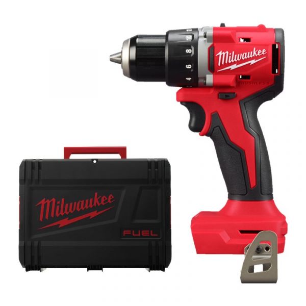 Дриль-шуруповерт акумуляторний безщітковий MILWAUKEE, M18 BLDDRC-0X, 60,5Нм (каркас, кліпса для ременя, HDкейс)