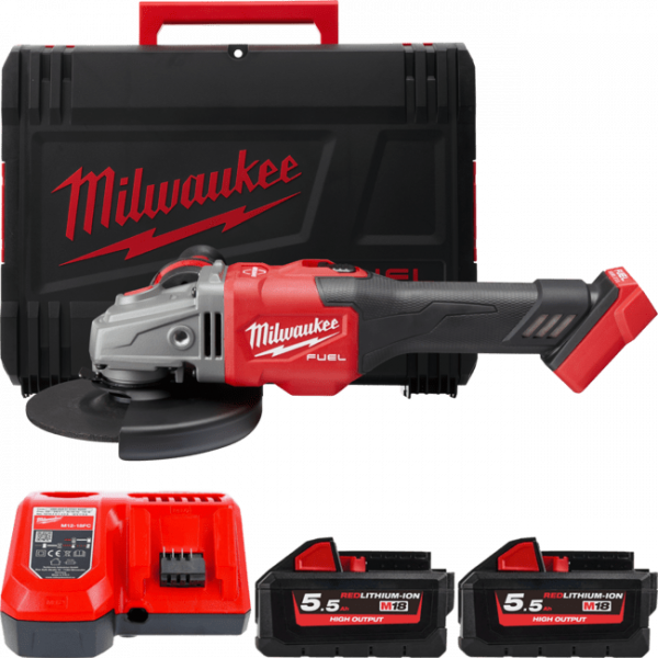 Шліфмашина кутова акумуляторна MILWAUKEE, M18 FHSAG125XB-552X, діаметр 125 мм (+ заряд.пристрій, 2 а