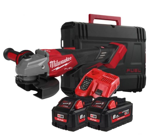 Шліфмашина кутова - болгарка акумуляторна безщіткова MILWAUKEE, M18 FHSAG125XPDB2-802X, діаметр 125мм (зарядний пристрій М12-18