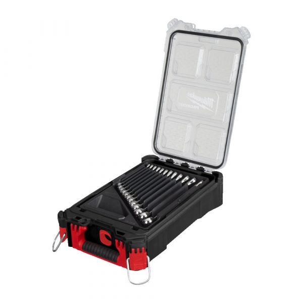 Набір ключів рожково-накидних метричних хромованих MAX BITE PACKOUT MILWAUKEE, (8/9/10/11/12/13/14/15 /16/17/18/19/20/21/22мм) (