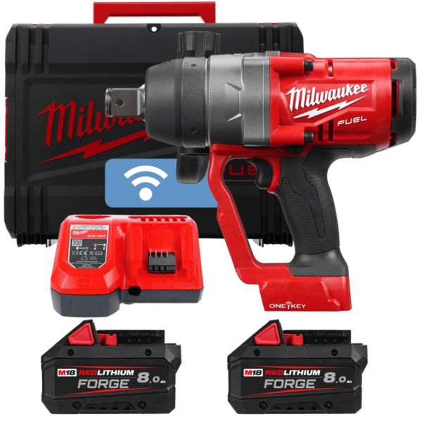 Гайкокрут акумуляторний 1'' MILWAUKEE, M18 ONEFHIWF1-802X, 2400Нм (+зар.пр., 2 акум.Х 8Аг, HDкейс) FORGE™