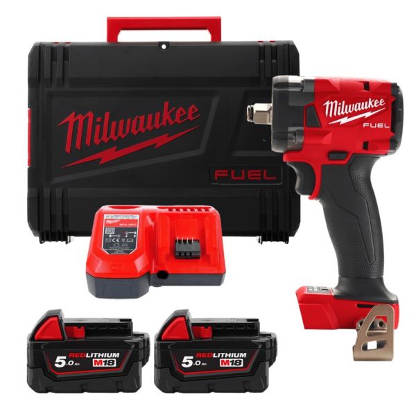 Гайковерт акумуляторний безщітковий 1/2'' MILWAUKEE, M18 FIW2F12-502Х, 339Нм, з кільцем (зарядний пристрій M12-18 FC, 2 акумулят