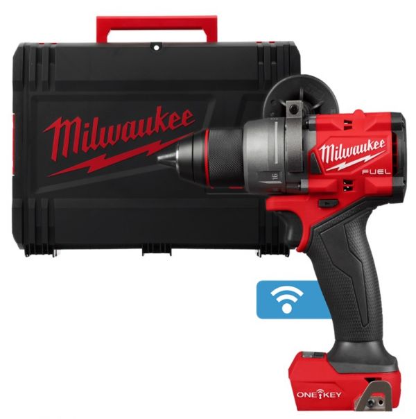 Дриль-шуруповерт акумуляторний безщітковий MILWAUKEE, M18 ONEDD3-0X, 158Нм (каркас, кліпса для ременя, бічна рукоять, HDкейс)