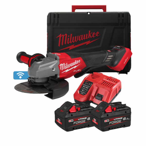 Шліфмашина кутова - болгарка акумуляторна безщіткова MILWAUKEE, M18 FHSAGO125VXPDB2-802X, 1700Вт діаметр 125мм (зарядний пристрі