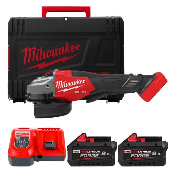 Шліфмашина кутова - болгарка акумуляторна безщіткова MILWAUKEE, M18 FHSAG125XPDB2-802X, діаметр 125мм (зарядний пристрій М12-18