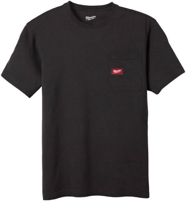 Футболка MILWAUKEE WTSSBL-M, з карманом та коротким рукавом, чорна, (розмір M)