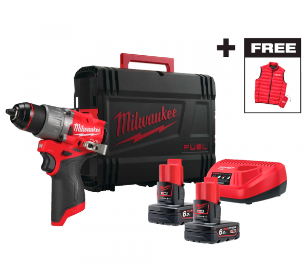 Дриль-шуруповерт акумуляторна безщіткова ударна MILWAUKEE M12 FPD2MC-602X (45 Нм)(ЗУ+2Х6Ач+HDкей)
