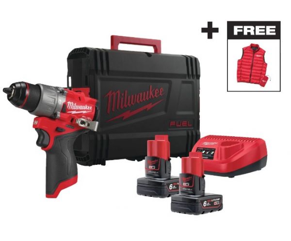 Дриль-шуруповерт акумуляторна безщіткова ударна MILWAUKEE M12 FPD2MC-602X (45 Нм)(ЗУ+2Х6Ач+HDкей)