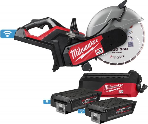 "Машина відрізна акумуляторна MILWAUKEE, MXF COS350G2FC-802, Ø350мм  (диск HUDD350 , зарядний пристрій MXF FC, 2 акум. XC608 (8А